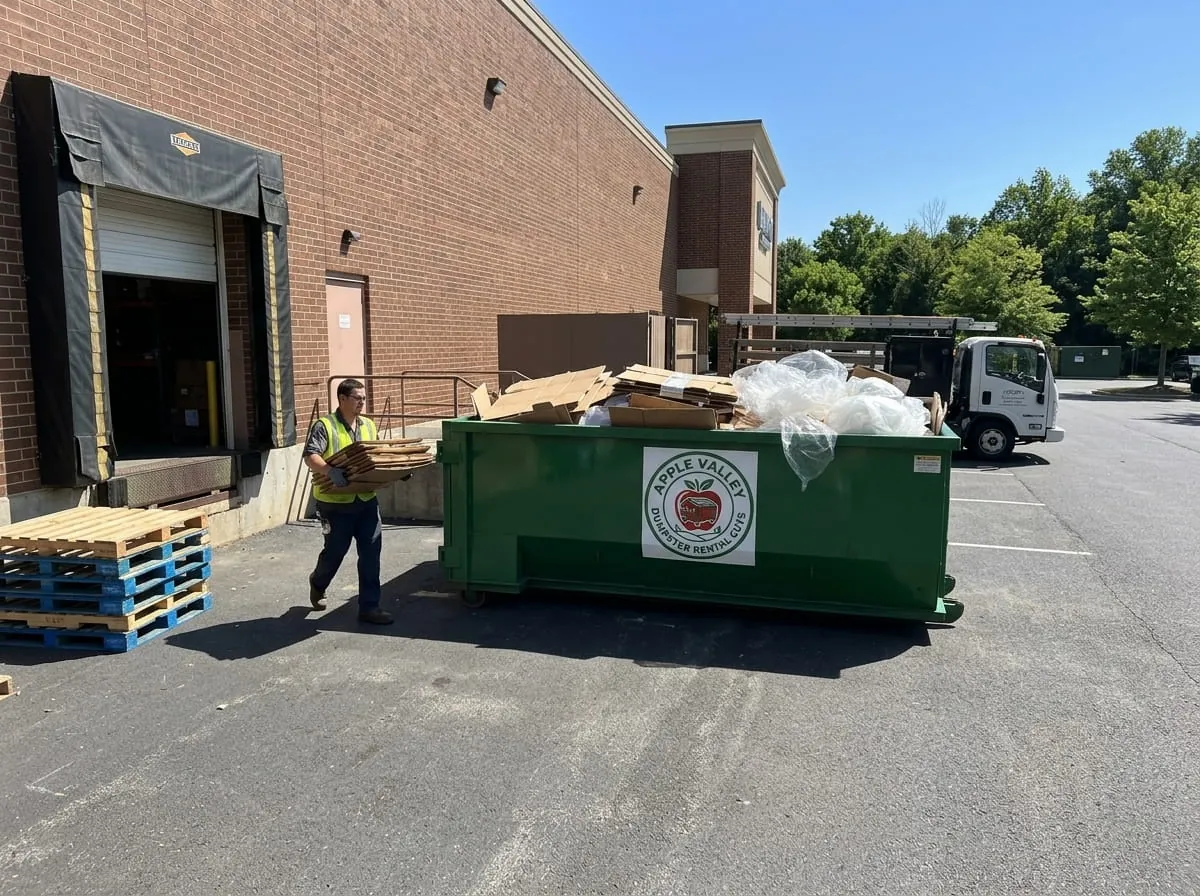 Commercial roll-off container at a business property in Apple Valley, Minnesota Commercial roll-off container at a business property in Apple Valley, Minnesota